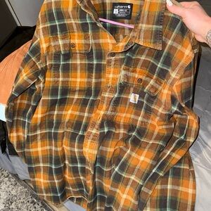 Carhartt Orange and Green Plaid Shirt